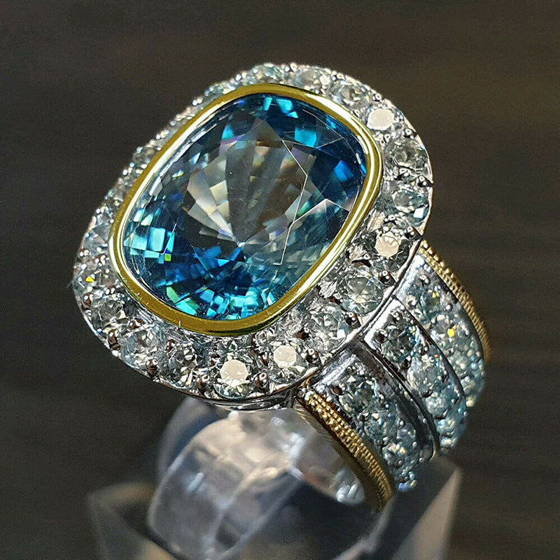 New Color Separation Zircon Ring Women's Gem Wedding