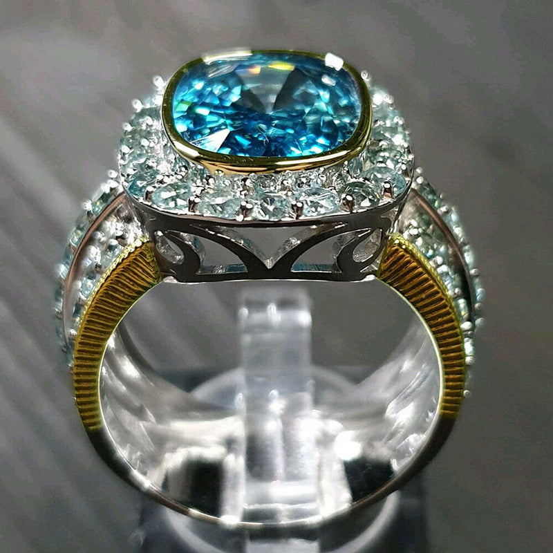 New Color Separation Zircon Ring Women's Gem Wedding
