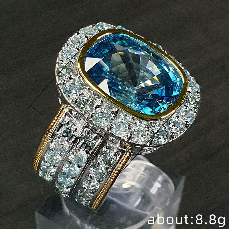 New Color Separation Zircon Ring Women's Gem Wedding