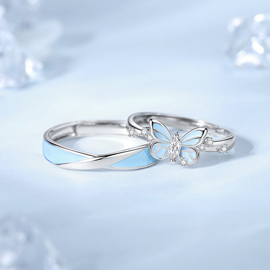 A Pair Of 925 Sterling Silver Couple's Ring