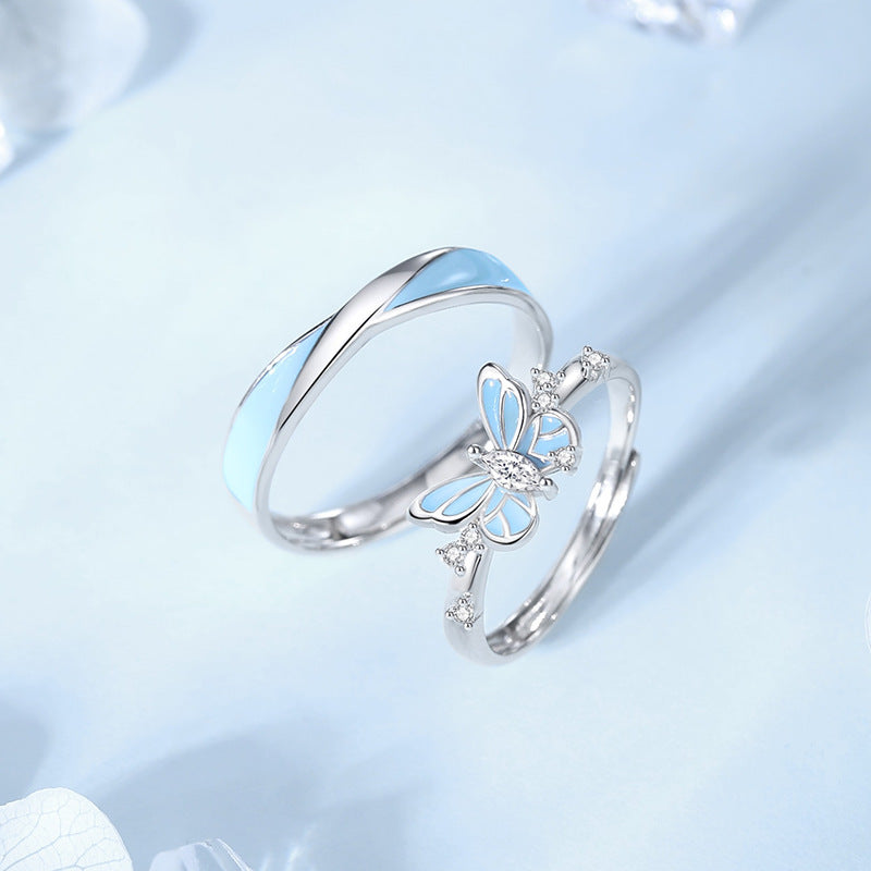 A Pair Of 925 Sterling Silver Couple's Ring