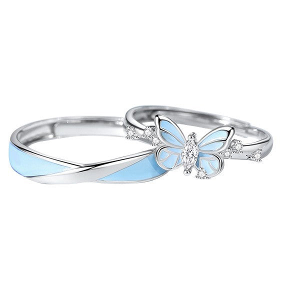 A Pair Of 925 Sterling Silver Couple's Ring